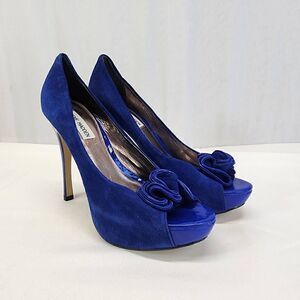 Steve Madden Regaal Platform Pumps Jeels Blue  Suede Size 8